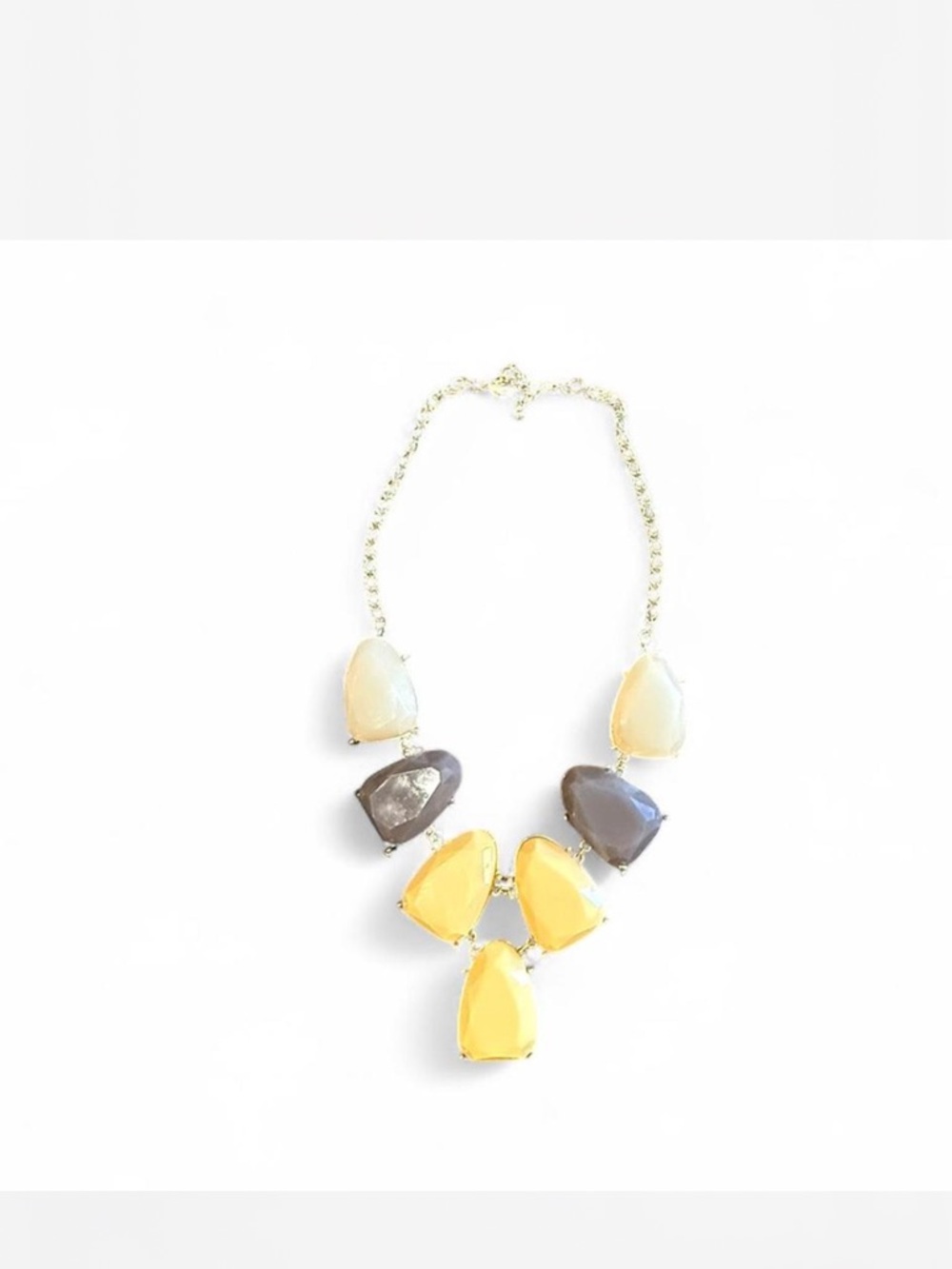 Statement Yellow & Gray Gemstone Bib Necklace - Women Jewelry